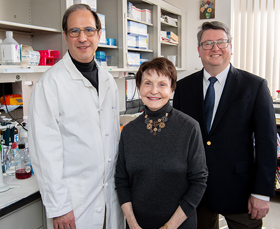 From left: Alexander Muller, PhD; Linda Waddell; and George Prendergast, PhD
